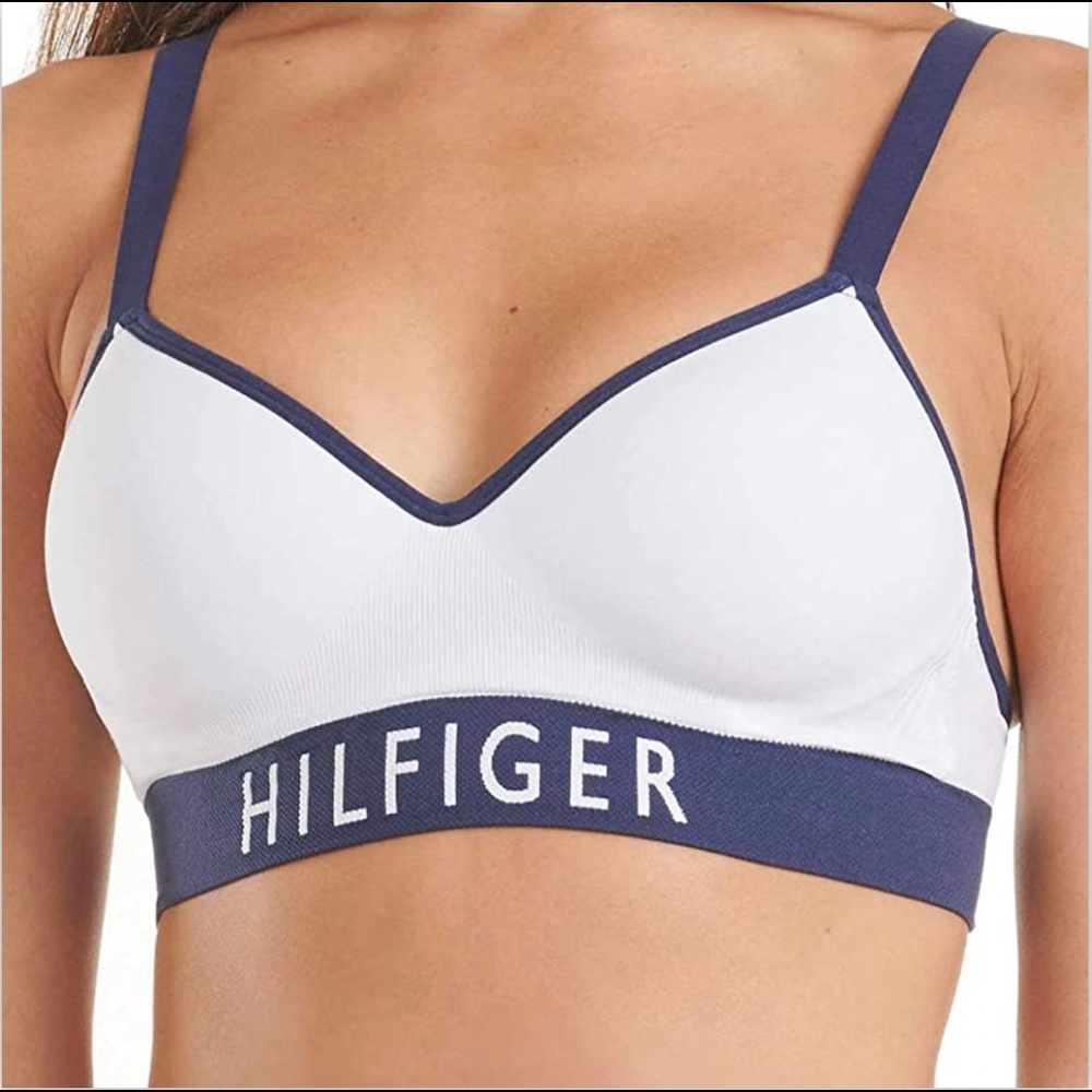 NIB 2-Pack Women’s Size Small Tommy Hilfiger Seamless Bras In White And Blue